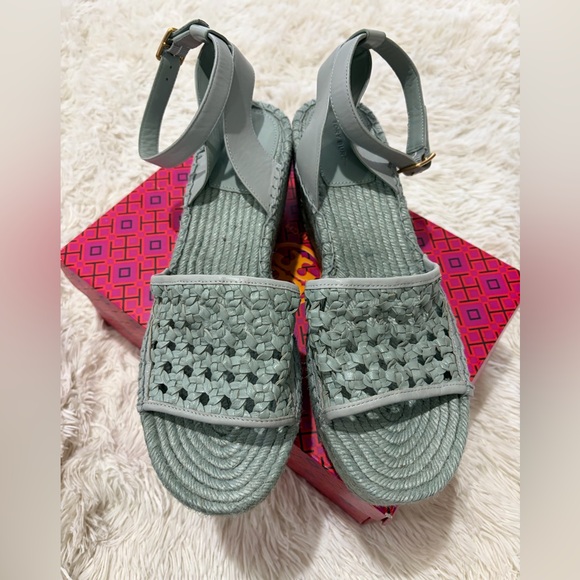 TORY BURCH Woven Goat Leather Flatform Espadrille Sandal - Size 11 - NIB - Picture 2 of 8